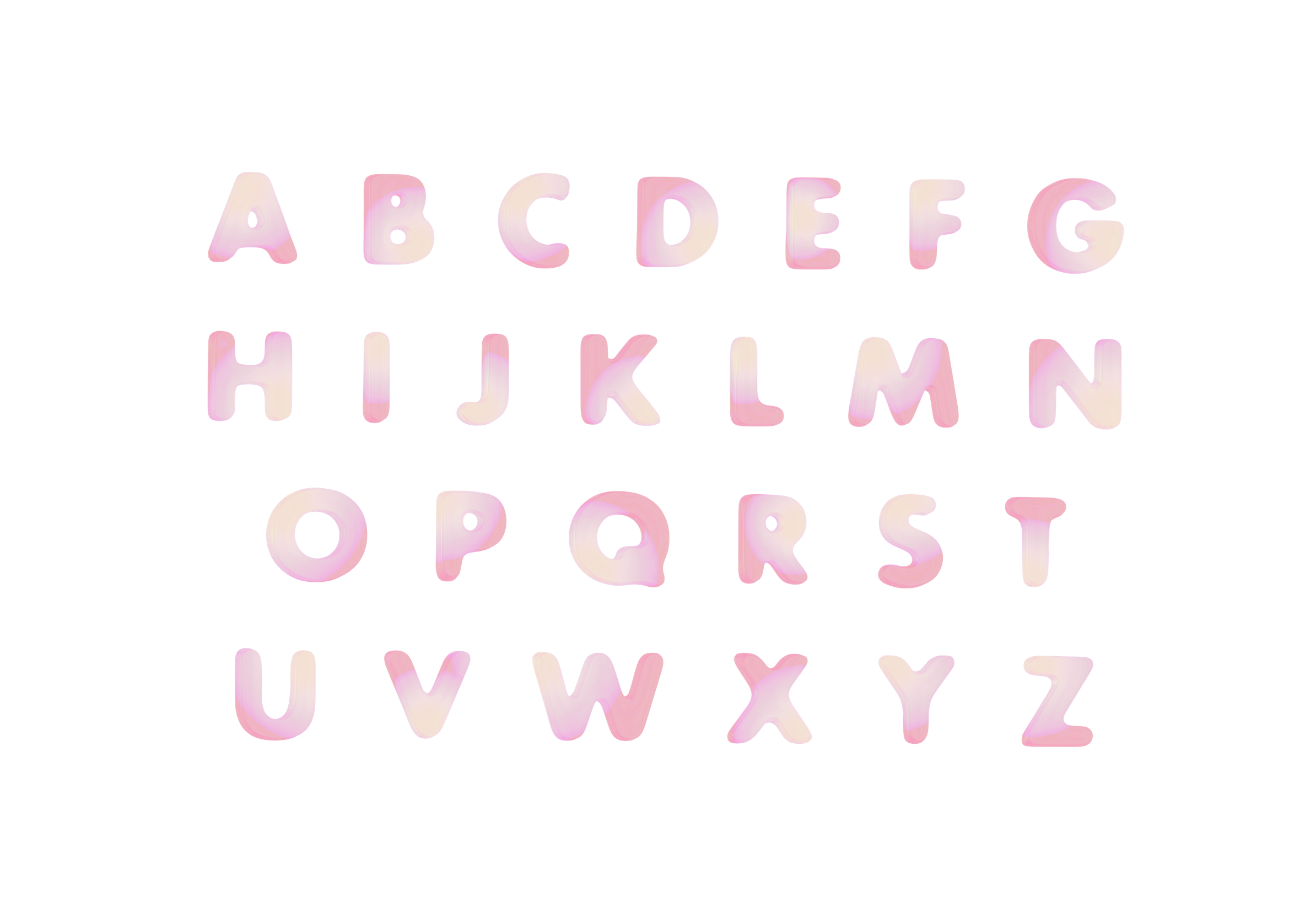 粉色立体渐变字母